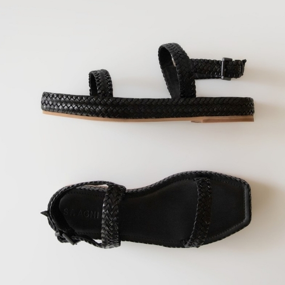 St. Agni Lori Woven leather Sandals Resortwear Coastal US 8 Black Scandi Girl - Picture 9 of 12